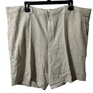 SAKS FIFTH AVENUE MENS LINEN BLEND SHORTS 40 Tan Lightweight Timeless Boat Golf